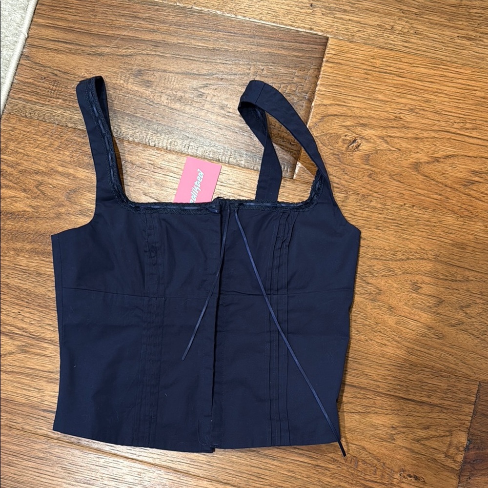 Edikted Blue Fitted Bustier Tank Top